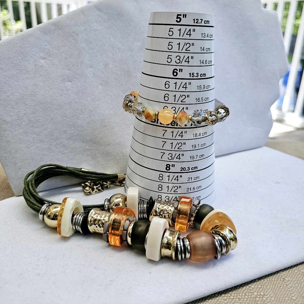 SET!  Chico's Chunky Mixed Bead Necklace with Gemstone Stretchy Bracelet  SET! - Picture 13 of 16